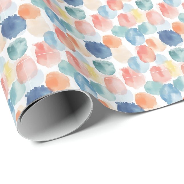 Boho Rainbow Paint Splotches auf Weiß Geschenkpapier (Rolleneckpunkt)