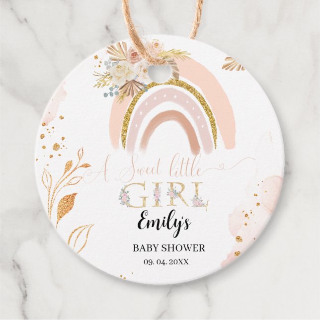 Boho Rainbow Pampas Grass Danke, Baby Shower Geschenkanhänger (Vorderseite)