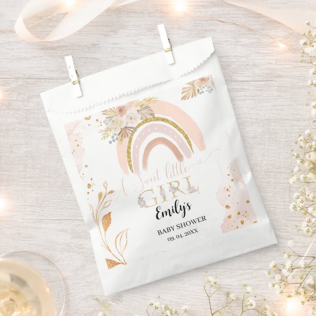 Boho Rainbow Pampas Grass Danke, Baby Shower Geschenktütchen (Ausgeschnitten)