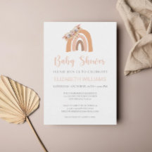 Boho Rainbow Pampas Grass Floral Pink Baby Dusche