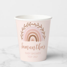 Boho Rainbow Paper Cups, Terracotta Dusty Pink Pappbecher