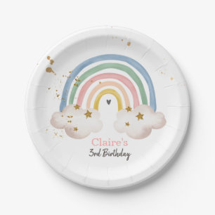 Boho Rainbow Party Rainbow Birthday Pastel Modern Pappteller