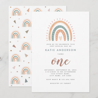 Boho Rainbow Pastel Einladung zum ersten Geburtsta