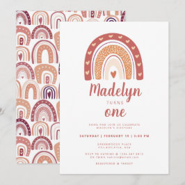 Boho Rainbow Pattern Erster Geburtstag Einladung