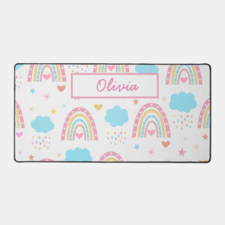 Boho rainbow pattern with clouds Personalized  Schreibtischunterlage