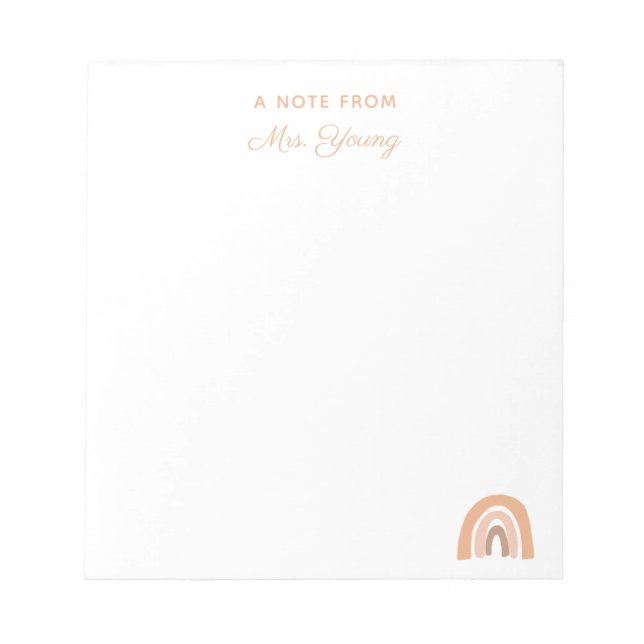 Boho Rainbow Personalisiert Teacher Wertschätzung Notizblock (Vorderseite)