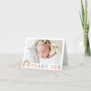 Boho Rainbow Photo Carte de remerciements - Earthy
