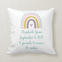 Boho Rainbow Pink Aquamarin Gold Herz Birth Stats
