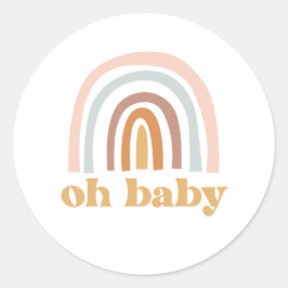 Boho Rainbow pink Baby Shower Runder Aufkleber