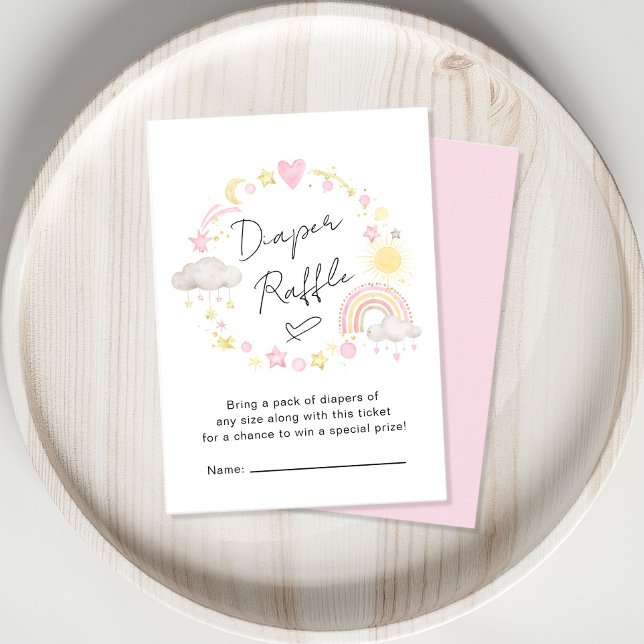 Boho Rainbow Pink Diaper Raffle Baby Girl Dusche Begleitkarte (Von Creator hochgeladen)