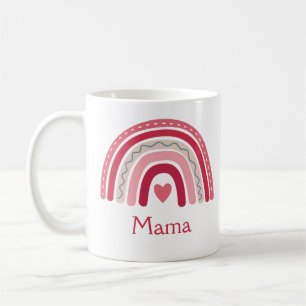 Boho Rainbow Pink Heart Mama Kaffeetasse
