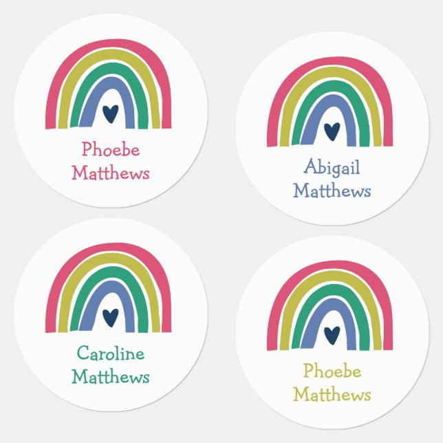 Boho Rainbow Pink Navy Name Eisen auf Bekleidung Etiketten (Gruppe)