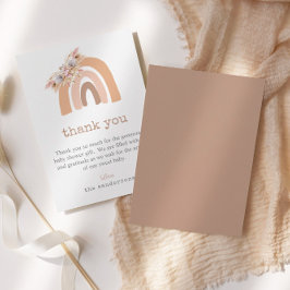 Boho Rainbow Pink Pampas Grass Baby Dusche Dankeskarte