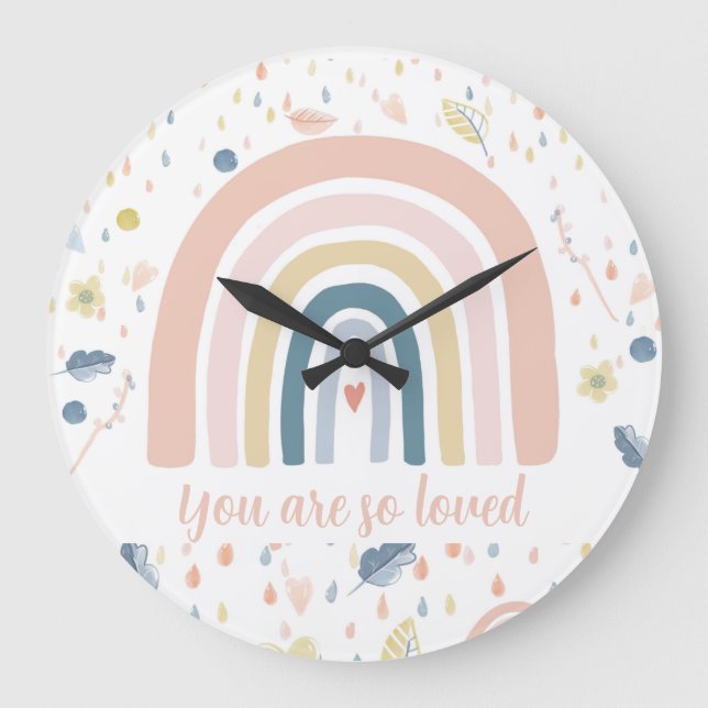 Boho Rainbow & Raindrops Horloge des infirmières (Recto)
