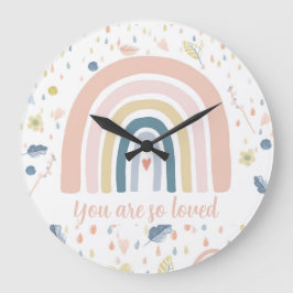 Boho Rainbow & Raindrops Kinderzimmer Clock Große Wanduhr