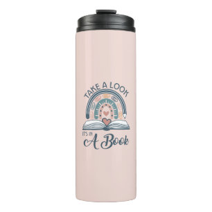 Boho Rainbow Reading Es ist in einem Buch Thermosbecher