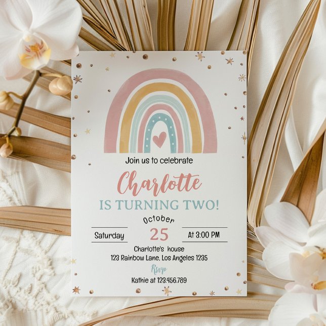Boho Rainbow Rose Girl Invitation Anniversaire (Créateur téléchargé)