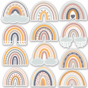 Boho Rainbow Rustic Scrapbook 12 Hübsch Stickers Aufkleber