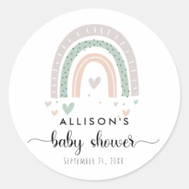 Boho Rainbow Sage Baby Dusche Runder Aufkleber
