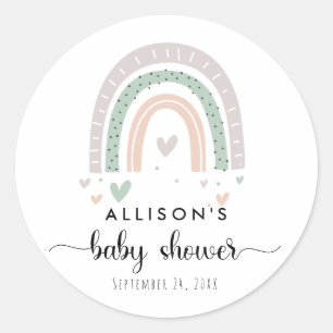 Boho Rainbow Sage Baby Dusche Runder Aufkleber