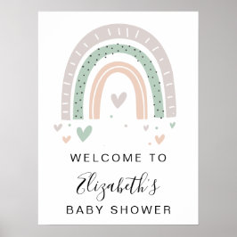 Boho Rainbow Sage Baby Dusche Willkommen Poster