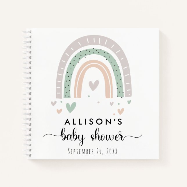Boho Rainbow Sage Baby shower Livre d'invité (Devant)