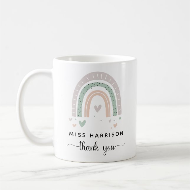Boho Rainbow Sage Teacher Danke Kaffeetasse (Links)
