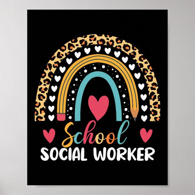 Boho Rainbow School Sozialarbeiter Poster (Vorne)