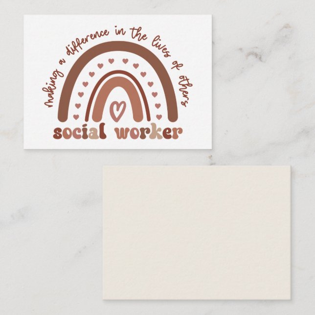 Boho Rainbow Social Worker-Aufwertung Mitteilungskarte (Vorne/Hinten)