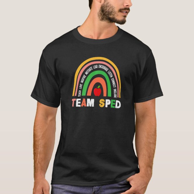 Boho Rainbow Special Needs Teacher Team SPED  T-Shirt (Vorderseite)