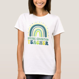 Boho Rainbow Spezielle Bildung Lehrerin grün blau T-Shirt