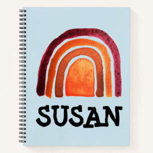 BOHO RAINBOW SPIRAL PERSONALISIERT NOTEBOOK NOTIZBUCH