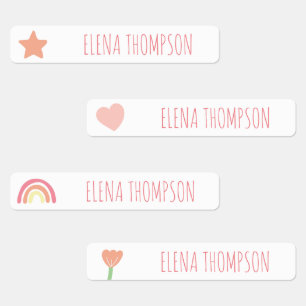 Boho Rainbow Star School Daycare Labels Etiketten