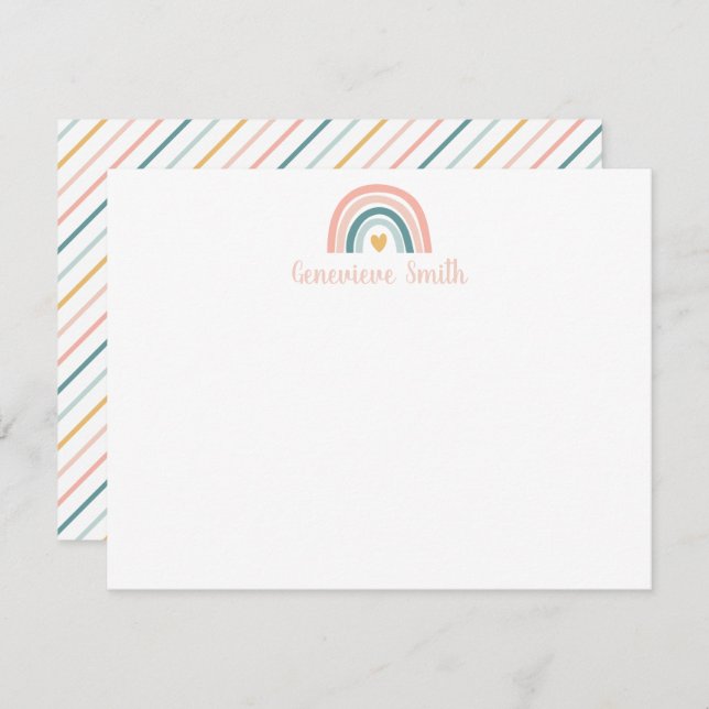 Boho Rainbow Stationery Mitteilungskarte (Vorne/Hinten)