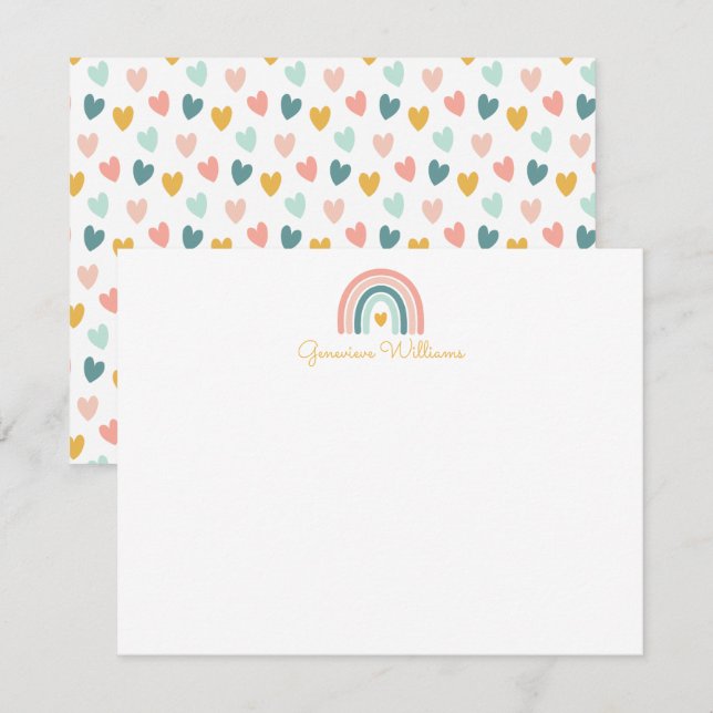 Boho Rainbow Stationery Note Card Mitteilungskarte (Vorne/Hinten)