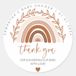 Boho Rainbow Stickers, Earthy Terracotta Shower Runder Aufkleber