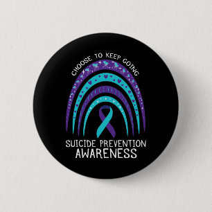 Boho Rainbow Suicide Awareness Mental Health Button