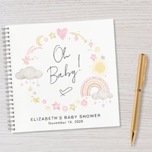 Boho Rainbow Sun Baby Girl Shower Guest Book Notizbuch