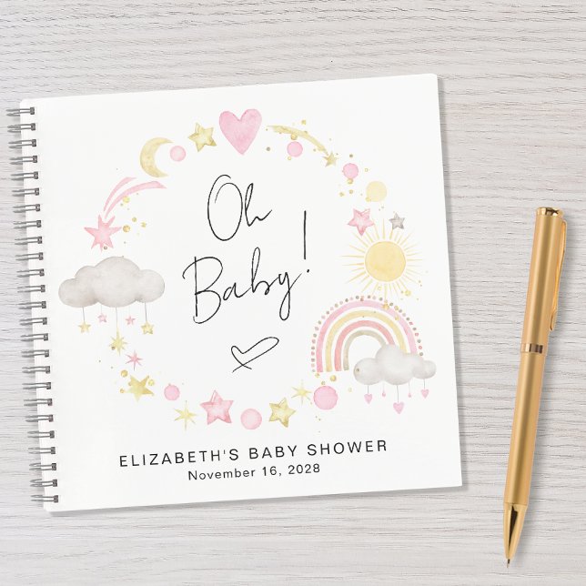 Boho Rainbow Sun Baby Girl Shower Guest Book Notizbuch (Von Creator hochgeladen)