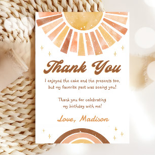 Boho Rainbow Sunshine Carte de remerciements d'ann