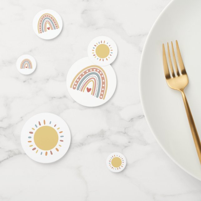 Boho Rainbow Sunshine Warme, verschmutzte Farben Konfetti (Gruppe)