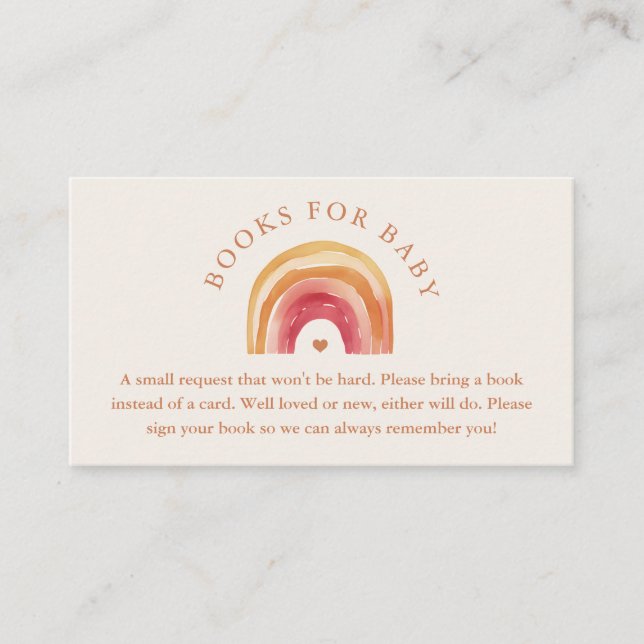 Boho Rainbow Terracotta Bücher für Baby Begleitkarte (Vorderseite)