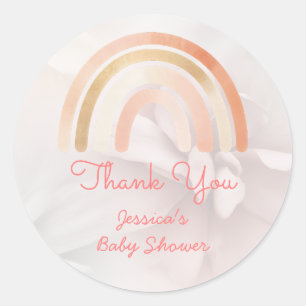 Boho Rainbow Terracotta Personalisierte Babydusche Runder Aufkleber