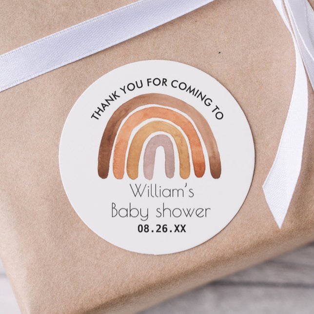 Boho Rainbow Thank You Baby Shower  Runder Aufkleber (Von Creator hochgeladen)