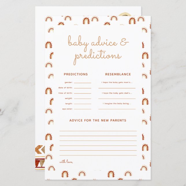 Boho Rainbow Tribal Pflanze Vorhersagen Spiel (Vorne/Hinten)