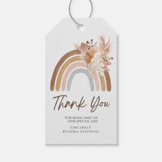 Boho Rainbow Vielen Dank Tag Geschenkanhänger (Vorderseite)