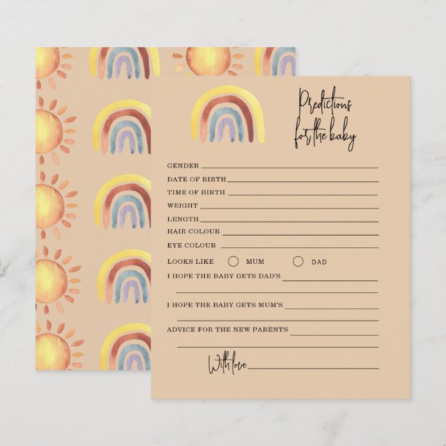 Boho Rainbow-Vorhersagen und Ratgeberspiel (Vorne/Hinten)