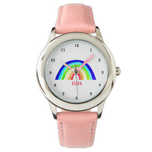 Boho Rainbow Wasserfarbe Niedlich Girls Pink Kinde Armbanduhr