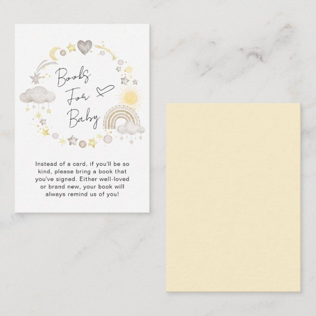 Boho Rainbow Wasserfarbenbücher für Babydusche Begleitkarte (Vorne/Hinten)