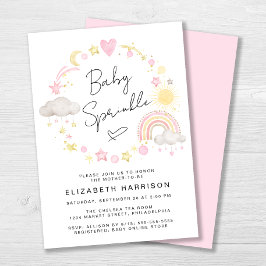 Boho Rainbow Watercolor Baby Girl Sprinkle Einladung